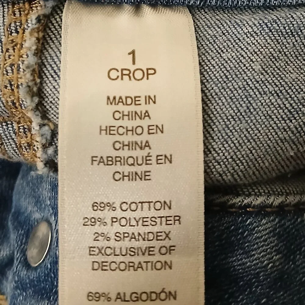 Chicos Jeans Size 1 US 8 The Platinum Crop Slit Ankle High Rise Blue Denim